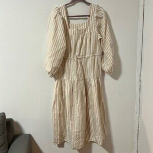 NWT Unsubscribed Square Neck Pintuck Striped Dress